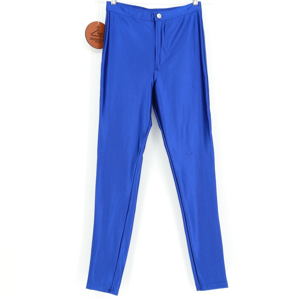 American Apparel Disco Pants Royal Blue High Waist Shiny Skinny Small Retro Rave